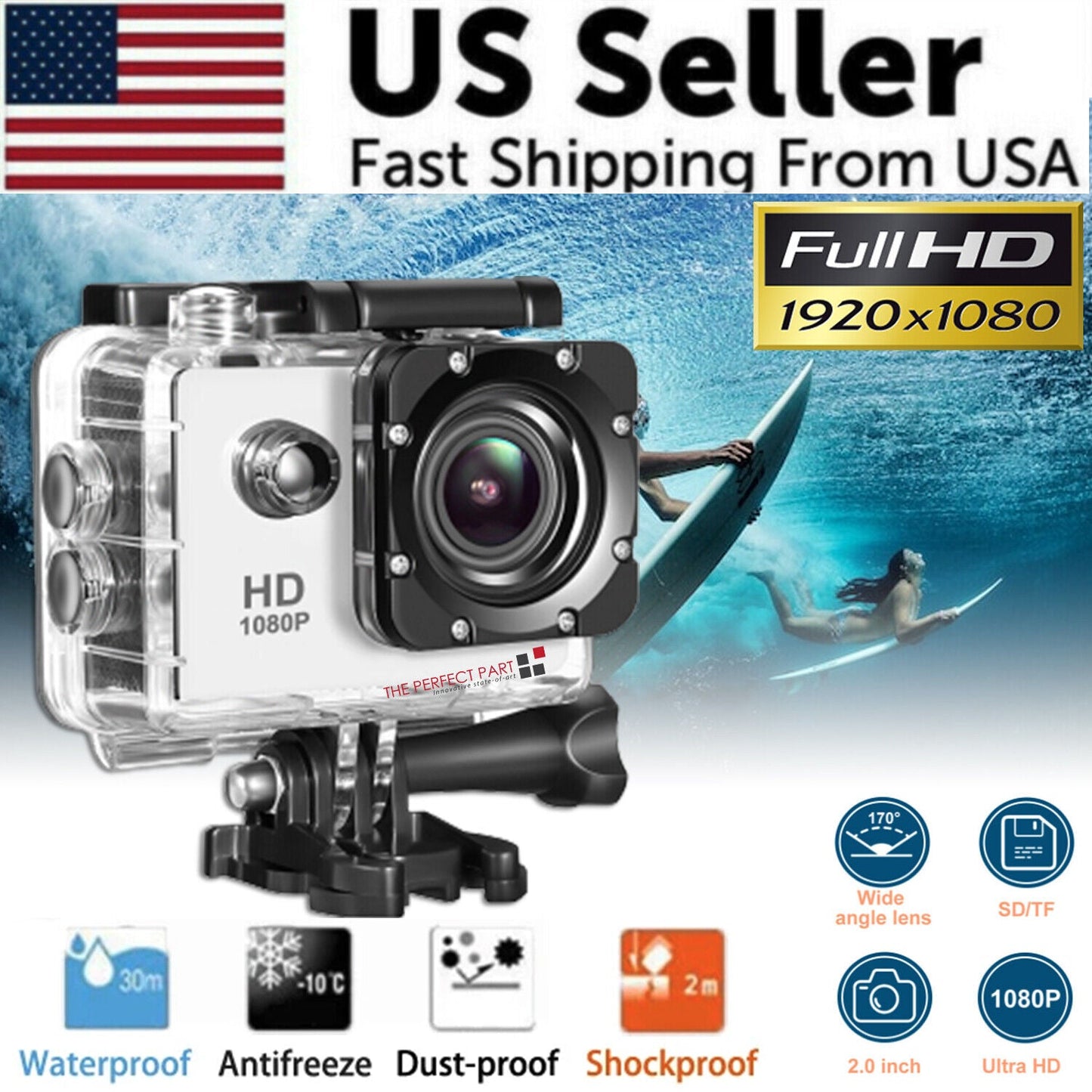 1080P Waterproof Action Camera with Mounting Accessories