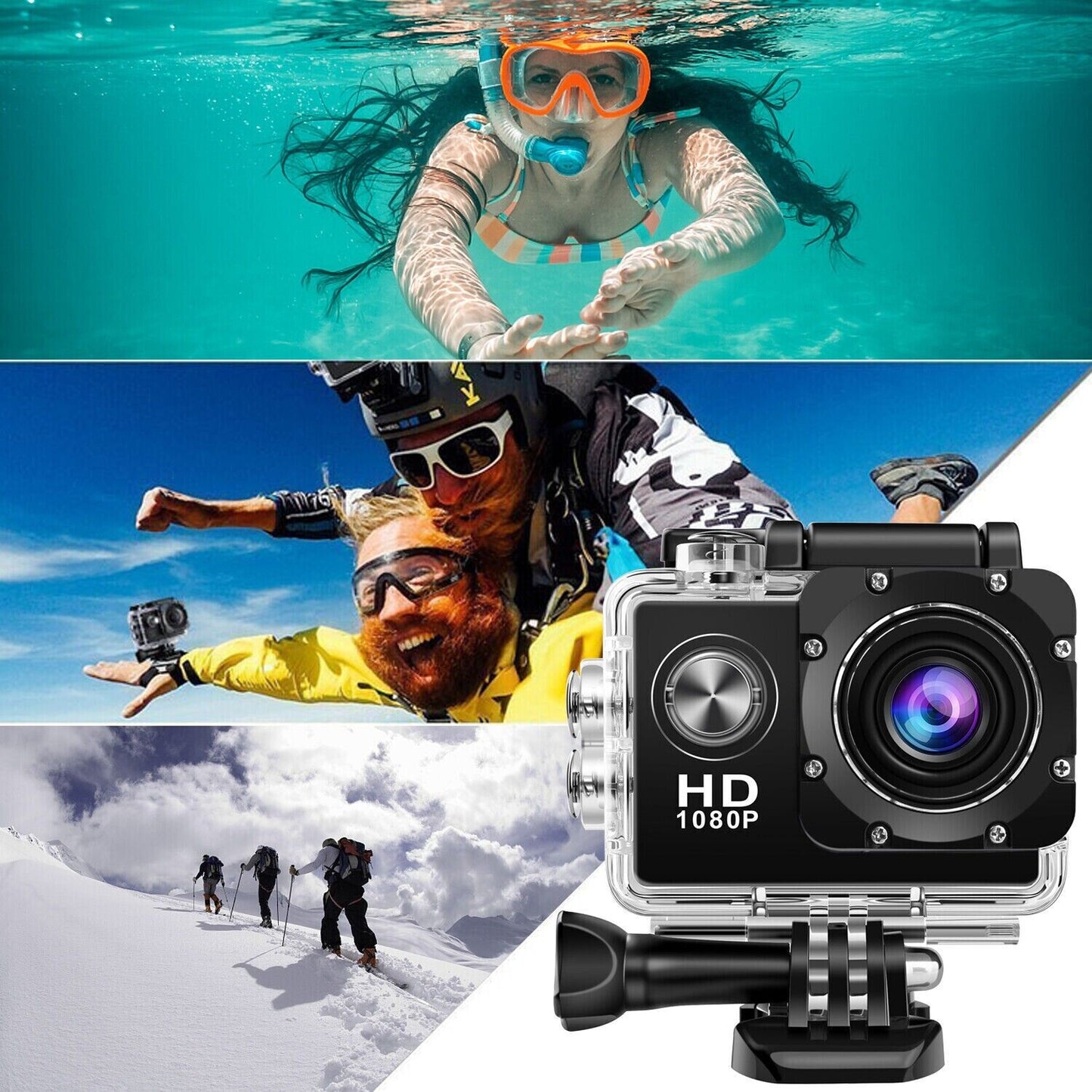 1080P Waterproof Action Camera with Mounting Accessories