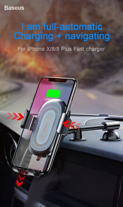 BASEUS Gravity Car Mount Wireless Charger for iPhone X