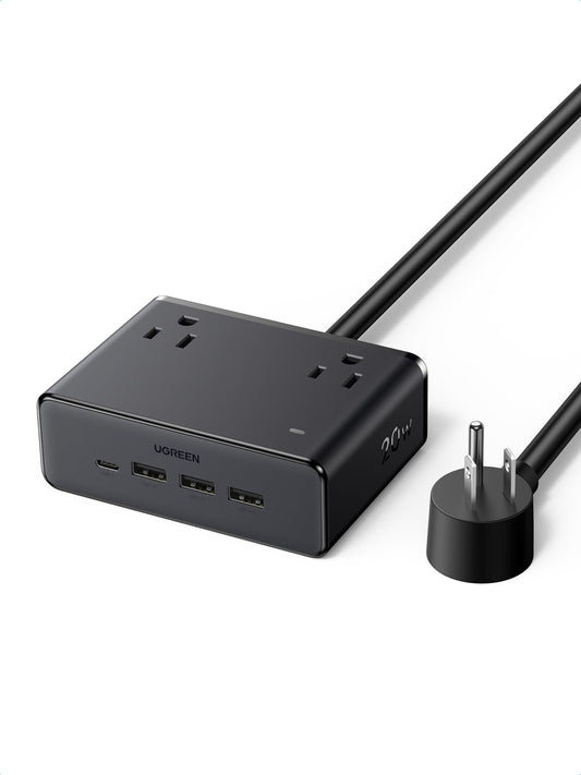 UGREEN Cruise Approved Power Strip 4 AC Outlets 4 USB (1 USB C) 5FT/1.5m Extension Cord Charging Station for Multiple Devices 20W Fast Charging for Home Office Travel Dorm Essential TUV