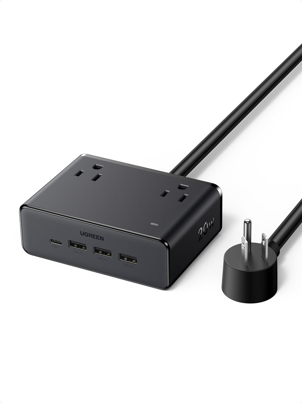 UGREEN Cruise Approved Power Strip 4 AC Outlets 4 USB (1 USB C) 5FT/1.5m Extension Cord Charging Station for Multiple Devices 20W Fast Charging for Home Office Travel Dorm Essential TUV
