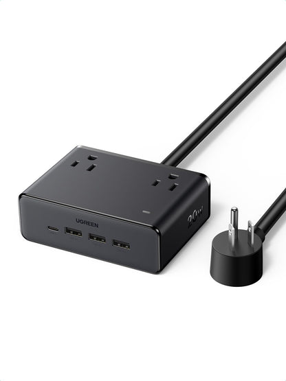 UGREEN Cruise Approved Power Strip 4 AC Outlets 4 USB (1 USB C) 5FT/1.5m Extension Cord Charging Station for Multiple Devices 20W Fast Charging for Home Office Travel Dorm Essential TUV