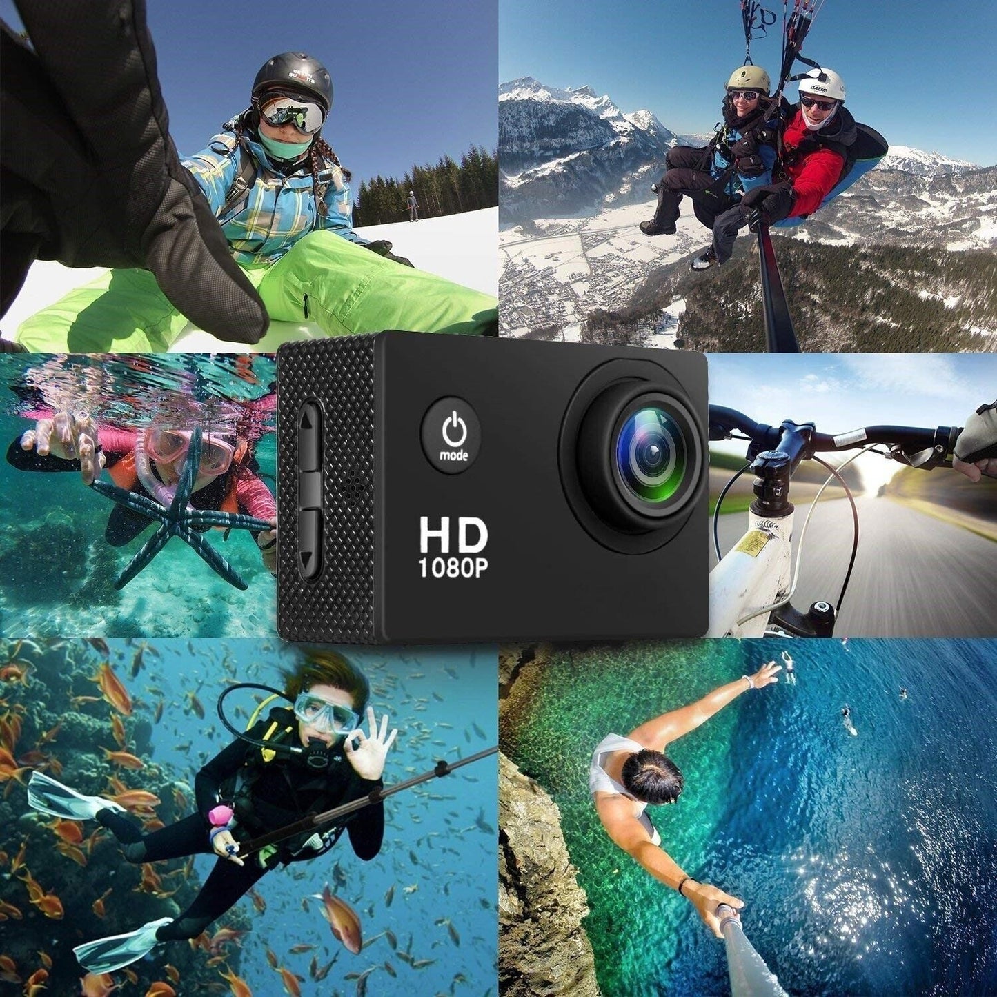 1080P Waterproof Action Camera with Mounting Accessories
