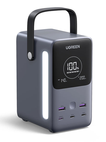 UGREEN 300W 48000mAh Portable Charger Power Bank with Smart Digital Display Lighting and SOS Mode 153Wh 5 Ports USB C Battery Pack for Outdoor Camping and Home Backup for Laptop and More
