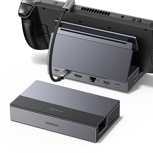 UGREEN Steam Deck Dock 9-in-1 USB C Docking Station with Foldable Stand 4K@60Hz HDMI Gigabit Ethernet PD 100W 10Gbps USB A&C 3.2 TF/SD Compatible with Steam Deck Rog Ally Rog X Legion Go etc.
