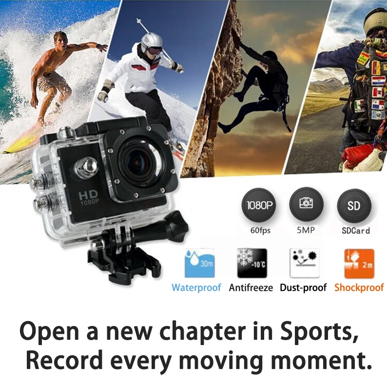 1080P Waterproof Action Camera with Mounting Accessories