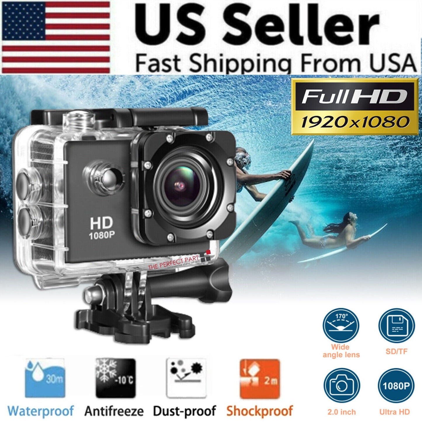 1080P Waterproof Action Camera with Mounting Accessories