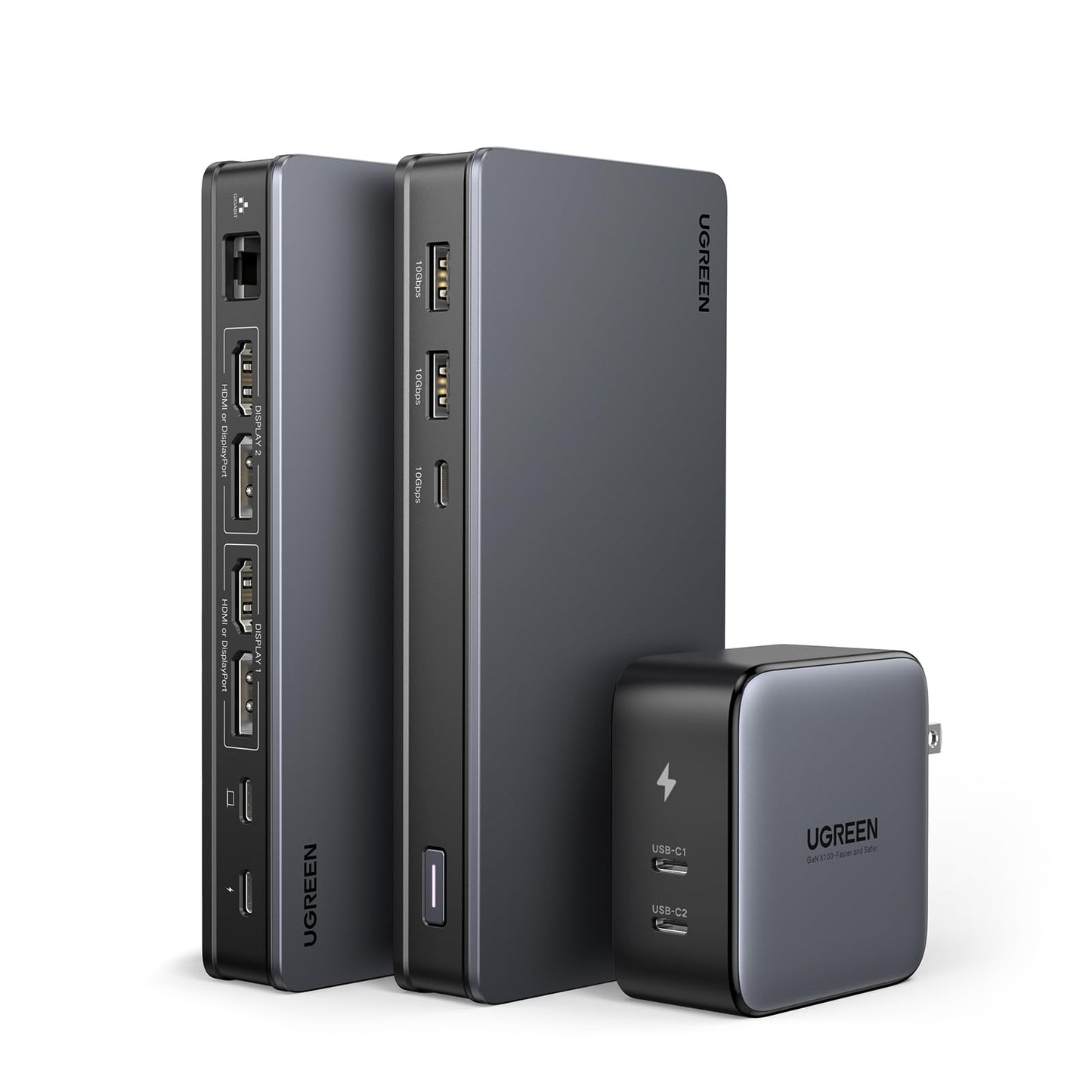 UGREEN Revodok Pro 209 USB C Docking Station with 100W GaN Charger DisplayLink 9-in-1 4K@60hz Dual Monitor Dock for Mac & Windows with 2 DP & 2 HDMI 10 Gbps USB C & USB A 100W PD Gigabit Ethernet