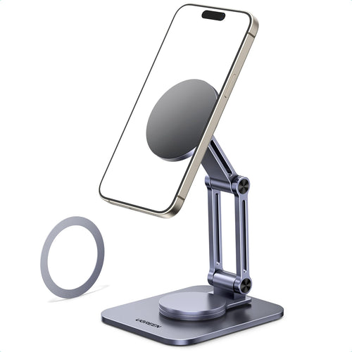 UGREEN 360° Rotation Magnetic iPhone Stand for MagSafe Cell Phone Stand for Desk Ergonomic Design Adjustable Compatible with iPhone 16 Pro 15 Pro Max 14 Plus 13 12 and MagSafe Case