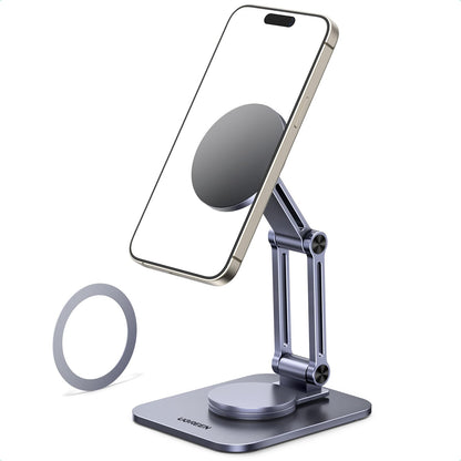 UGREEN 360° Rotation Magnetic iPhone Stand for MagSafe Cell Phone Stand for Desk Ergonomic Design Adjustable Compatible with iPhone 16 Pro 15 Pro Max 14 Plus 13 12 and MagSafe Case